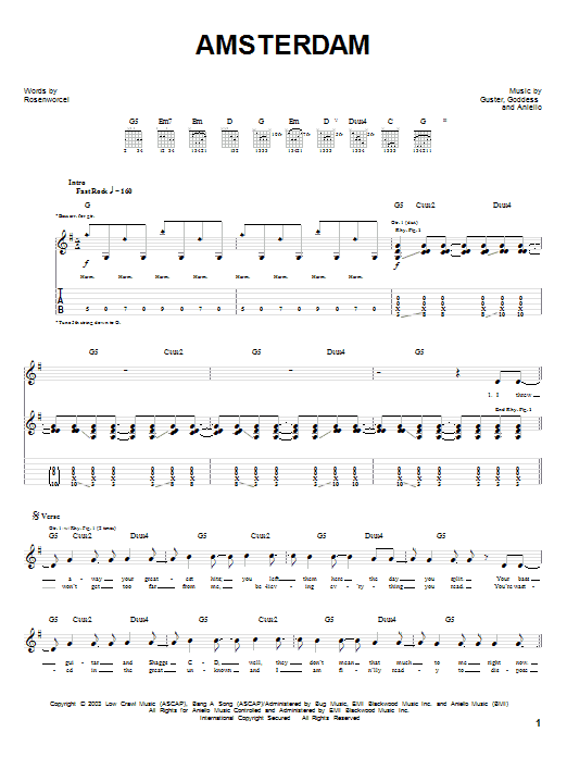 Guster Amsterdam Sheet Music Notes & Chords for Guitar Tab - Download or Print PDF