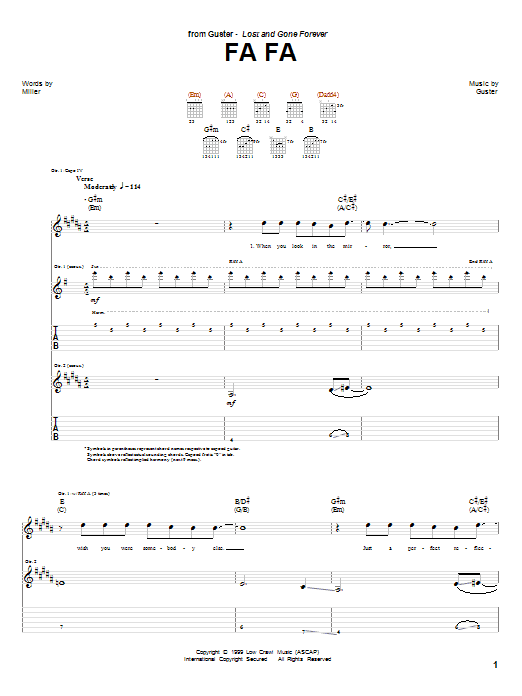 Guster Fa Fa Sheet Music Notes & Chords for Guitar Tab - Download or Print PDF