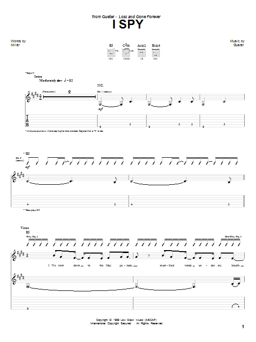 Guster I Spy Sheet Music Notes & Chords for Guitar Tab - Download or Print PDF