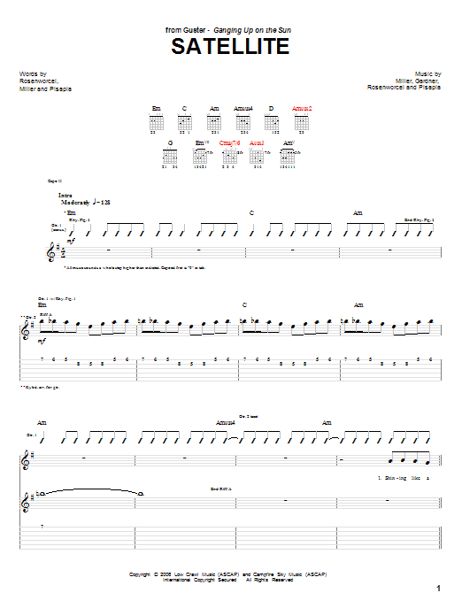 Guster Satellite Sheet Music Notes & Chords for Lyrics & Chords - Download or Print PDF