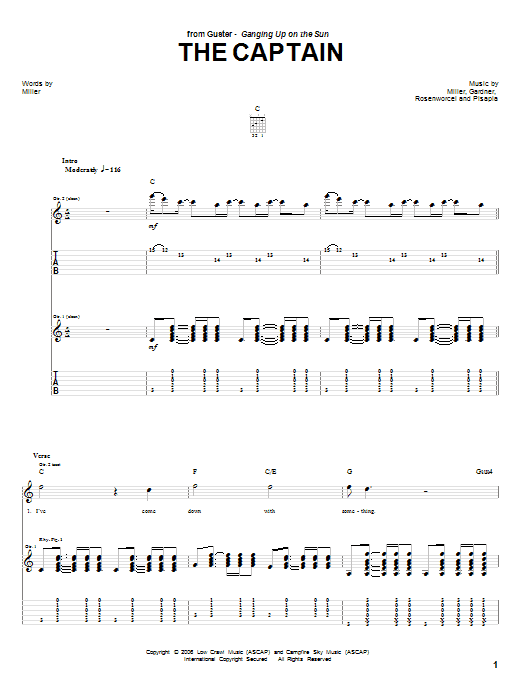 Guster The Captain Sheet Music Notes & Chords for Guitar Tab - Download or Print PDF