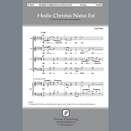 Guy Forbes, Hodie Christus Natus Est, SATB Choir