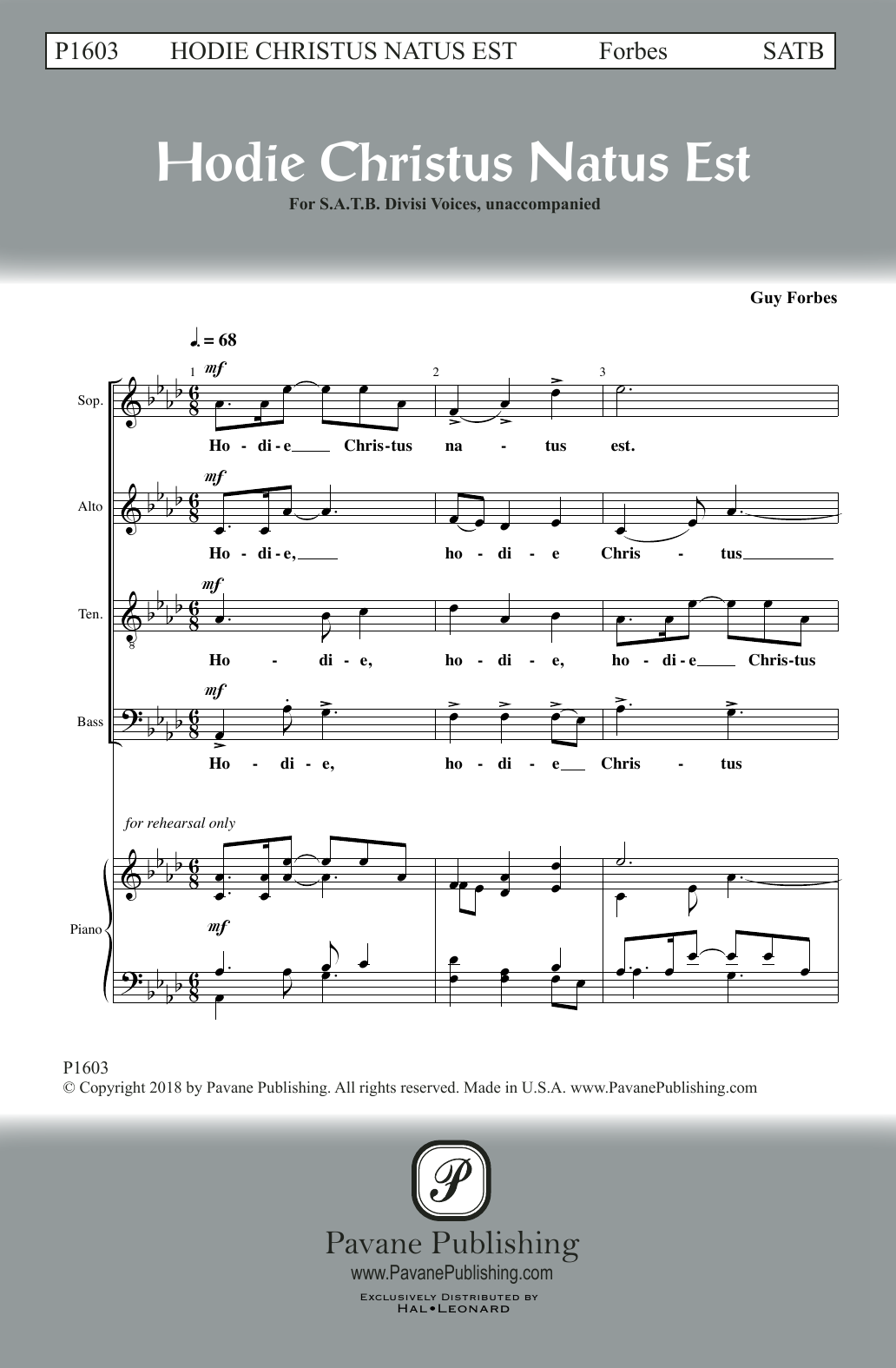 Guy Forbes Hodie Christus Natus Est Sheet Music Notes & Chords for SATB Choir - Download or Print PDF