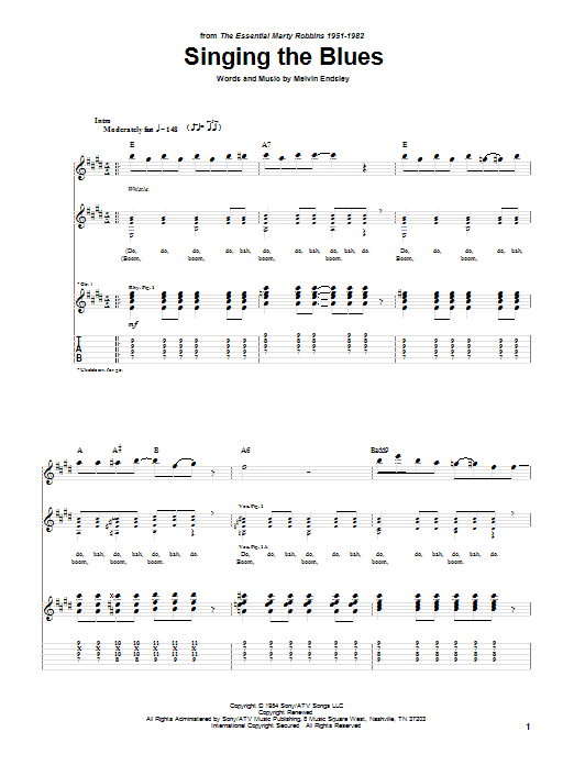 Guy Mitchell Singing The Blues Sheet Music Notes & Chords for Guitar Tab - Download or Print PDF