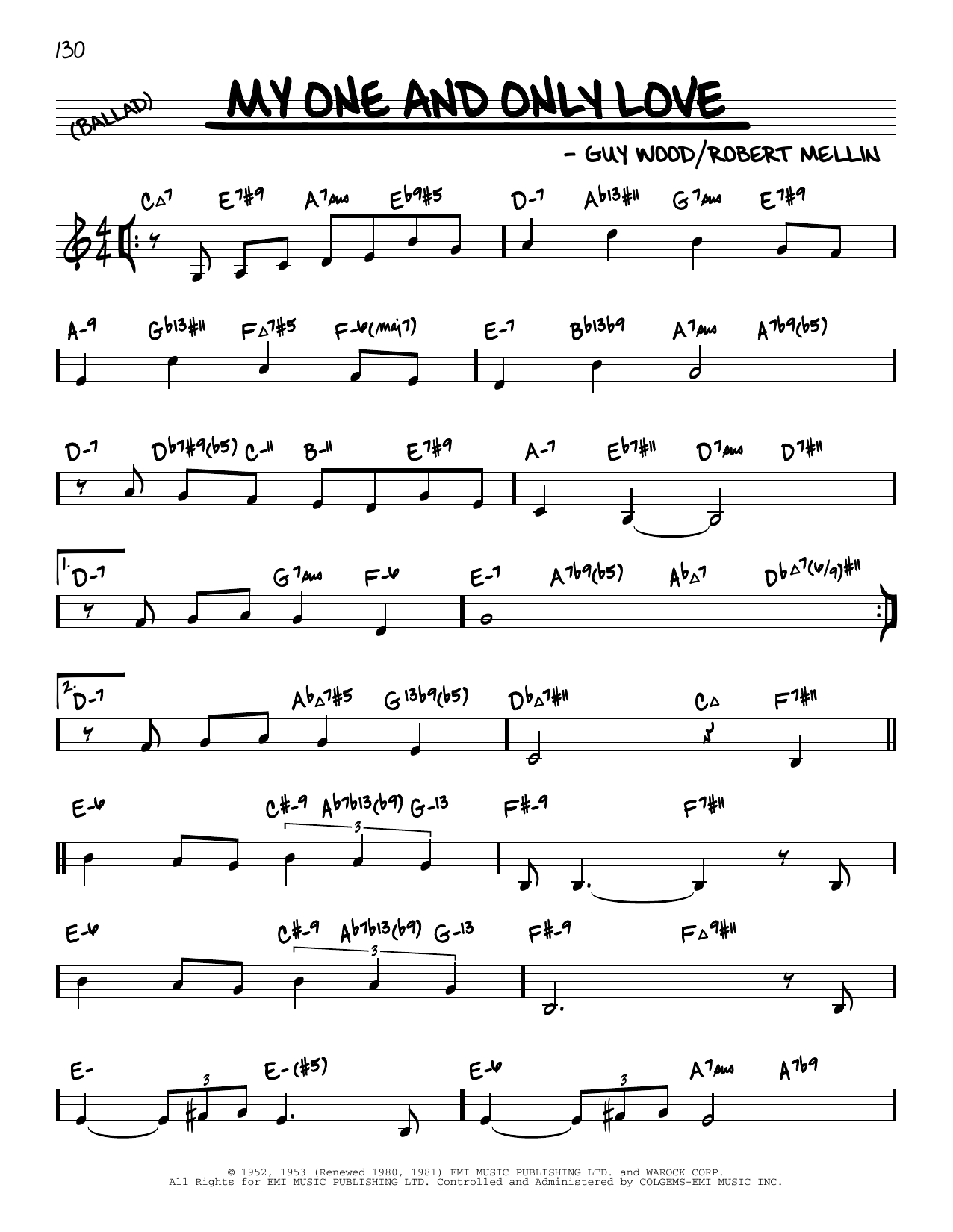 Guy Wood My One And Only Love (arr. David Hazeltine) Sheet Music Notes & Chords for Real Book – Enhanced Chords - Download or Print PDF