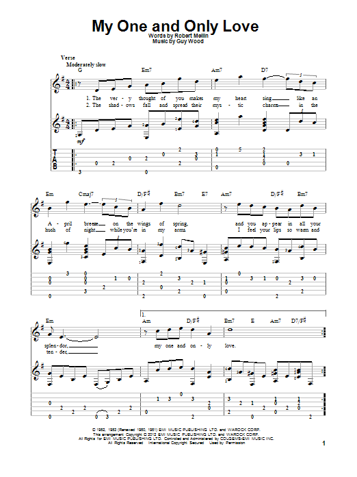 Guy Wood My One And Only Love Sheet Music Notes & Chords for Clarinet - Download or Print PDF