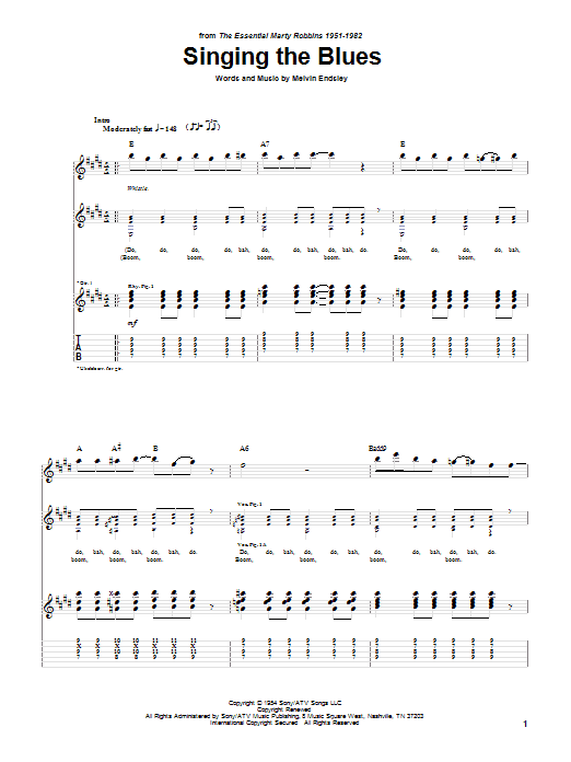 Preview Guy Mitchell Singing The Blues Pop sheet music, notes and chords for Easy Guitar Tab, SKU: 72887 Singing The Blues sheet music