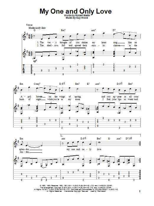 Guy Wood My One And Only Love Sheet Music Download Pdf Score 88831