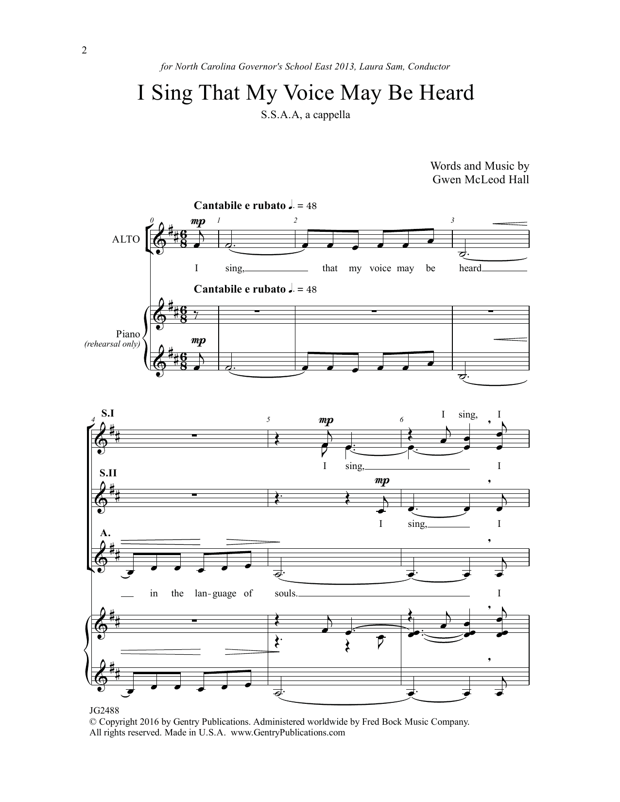 Gwen McLeod Hall I Sing that My Voice May be Heard Sheet Music Notes & Chords for Choral - Download or Print PDF