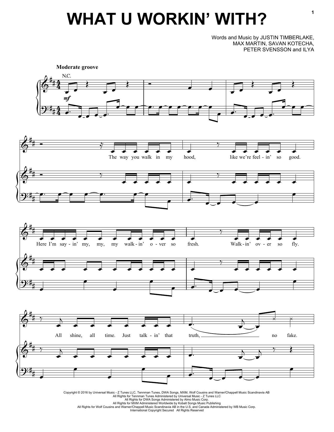 Gwen Stefani and Justin Timberlake What U Workin' With? Sheet Music Notes & Chords for Piano, Vocal & Guitar (Right-Hand Melody) - Download or Print PDF Gwen Stefani and Justin Timberlake What U Workin' With? Sheet Music Notes & Chords for Piano, Vocal & Guitar (Right-Hand Melody) - Download or Print PDF