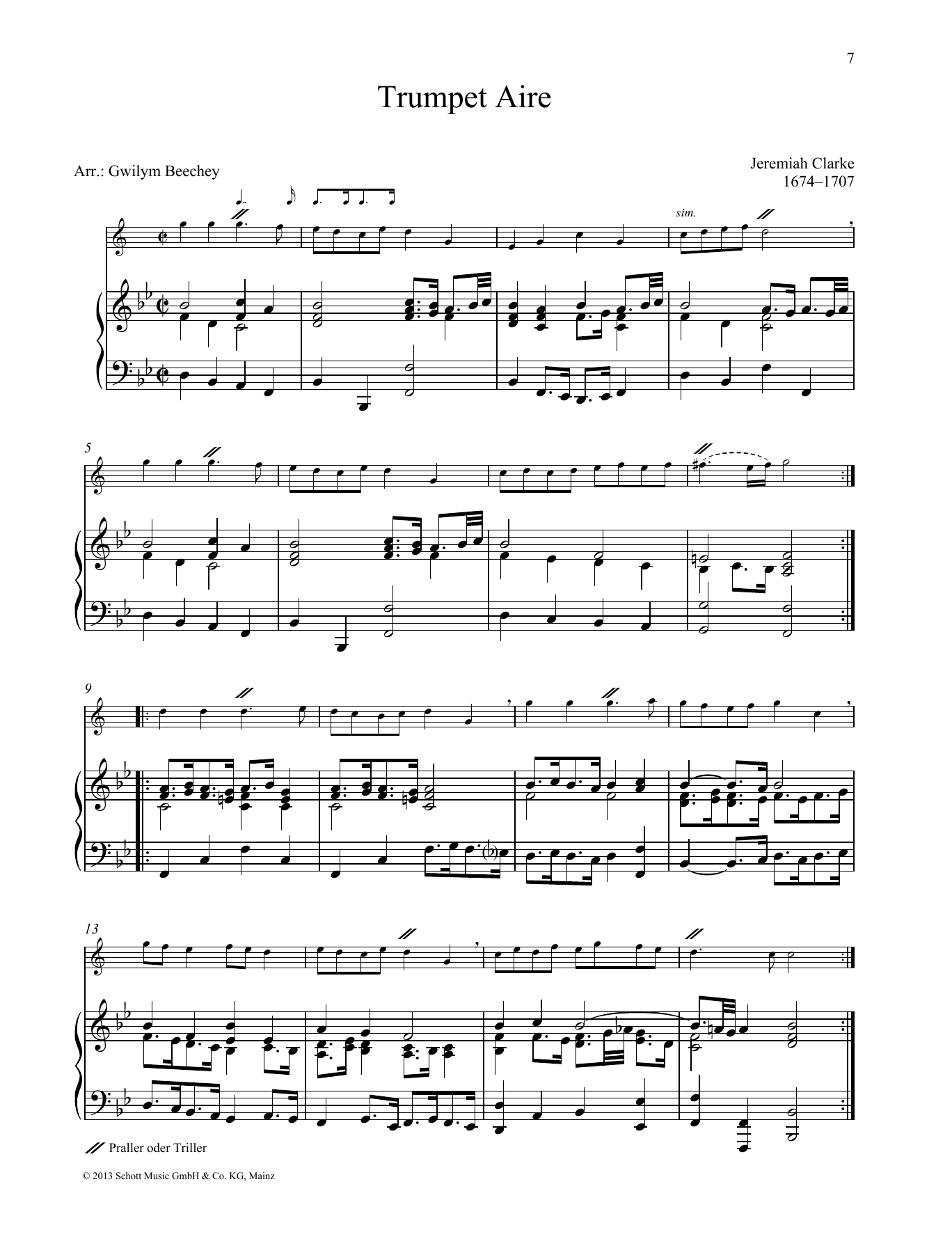 Gwilym Beechey Trumpet Air Sheet Music Notes & Chords for Brass Solo - Download or Print PDF
