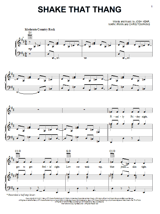 Preview Gwyneth Paltrow Shake That Thang Pop sheet music, notes and chords for Piano, Vocal & Guitar (Right-Hand Melody), SKU: 81714 Shake That Thang sheet music
