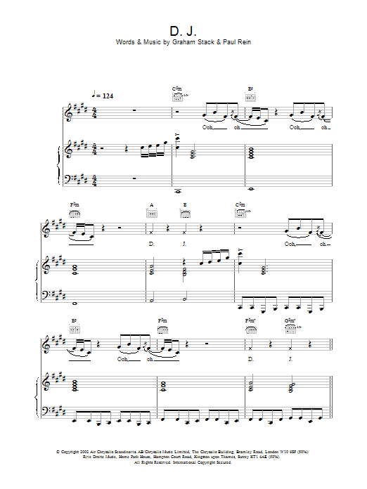 H And Claire D.J. Sheet Music Notes & Chords for Piano, Vocal & Guitar - Download or Print PDF