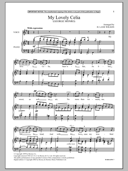 H. Lane Wilson My Lovely Celia Sheet Music Notes & Chords for Piano & Vocal - Download or Print PDF
