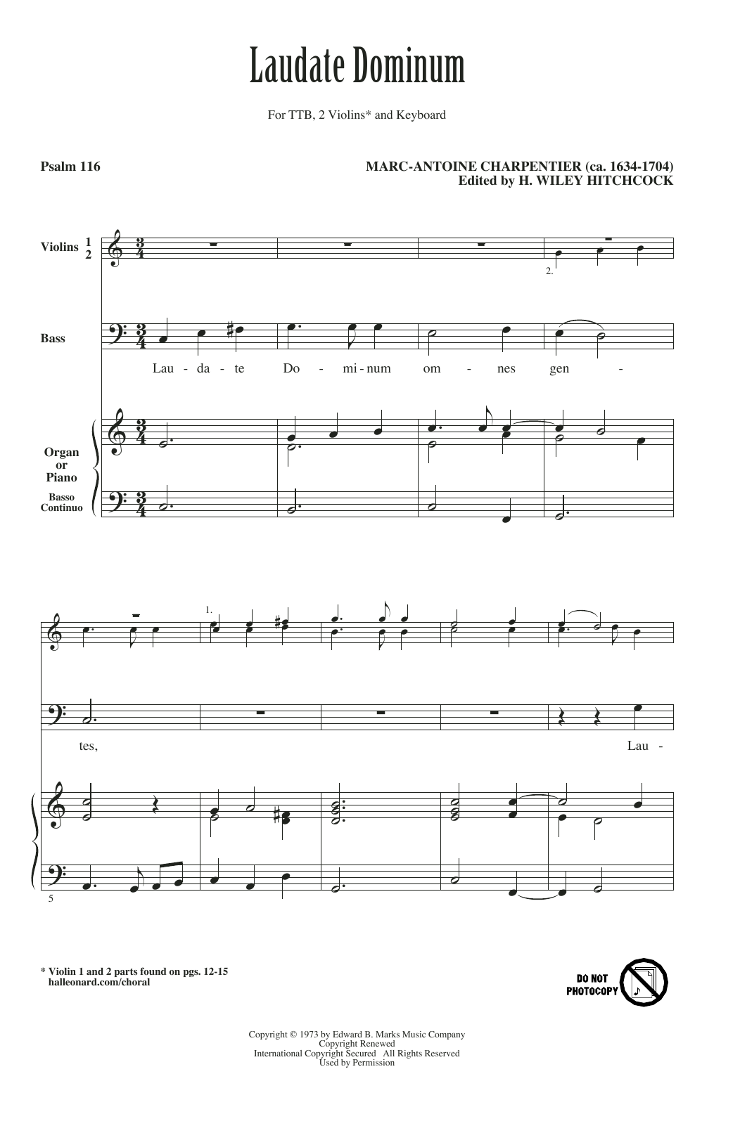 Marc-Antoine Charpentier Laudate Dominum Sheet Music Notes & Chords for Choral TTB - Download or Print PDF