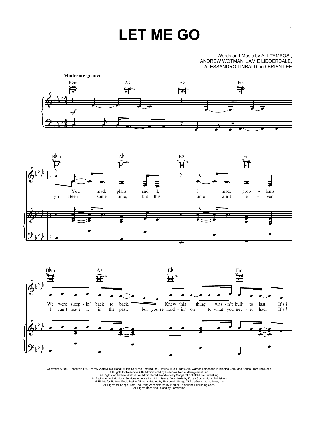 Hailee Steinfeld and Alesso feat. Florida Georgia Line Let Me Go Sheet Music Notes & Chords for Piano, Vocal & Guitar (Right-Hand Melody) - Download or Print PDF