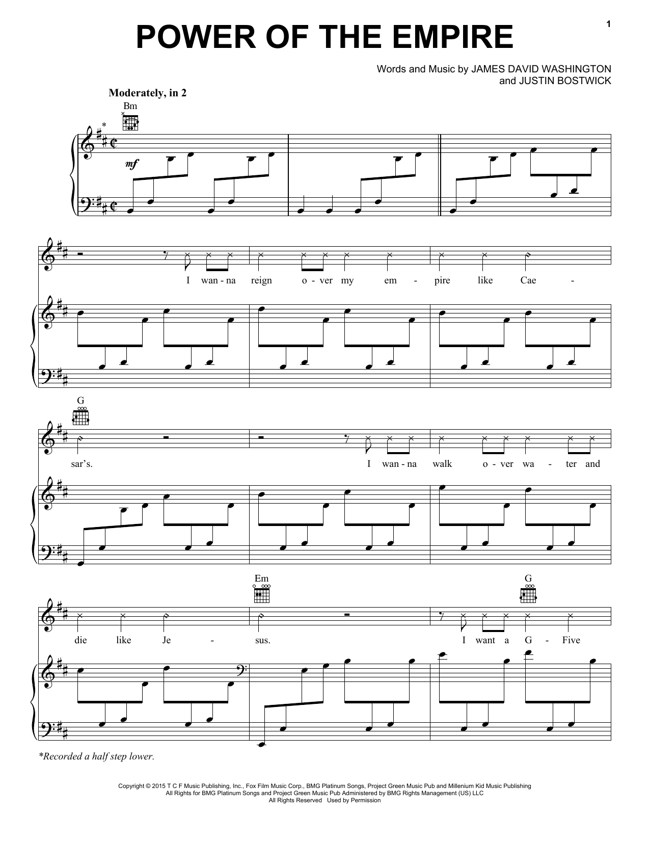 Hakeem Lyon/Bryshere Gray Power Of The Empire Sheet Music Notes & Chords for Piano, Vocal & Guitar (Right-Hand Melody) - Download or Print PDF