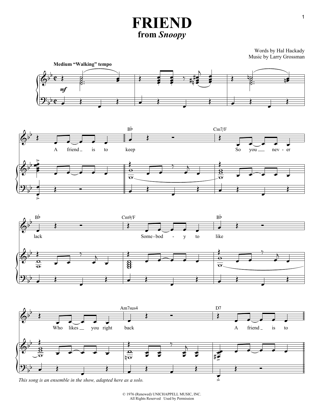 Hal Clayton Hackady Friend Sheet Music Notes & Chords for Piano & Vocal - Download or Print PDF
