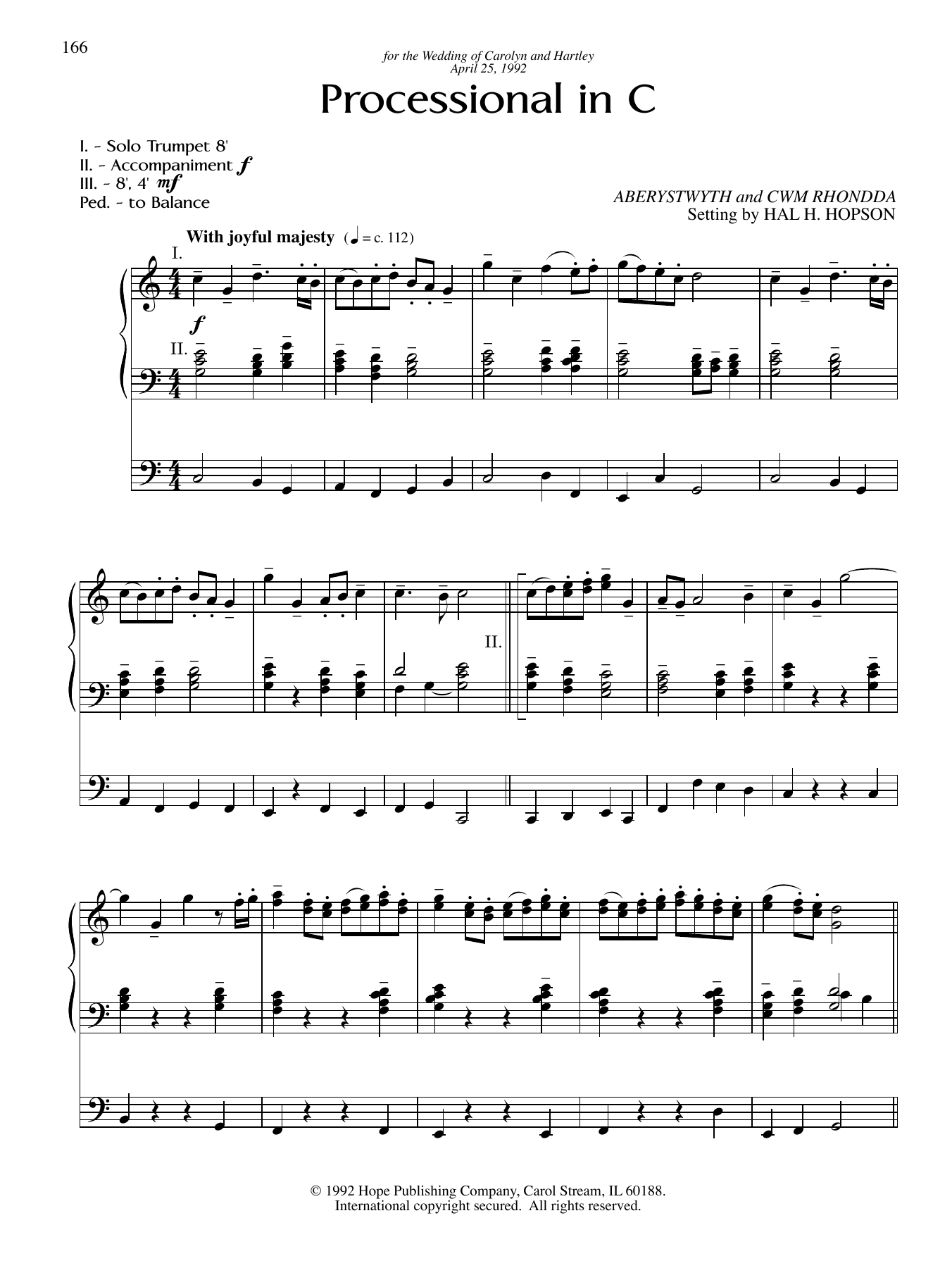 Hal H. Hopson Processional in C Sheet Music Notes & Chords for Organ - Download or Print PDF