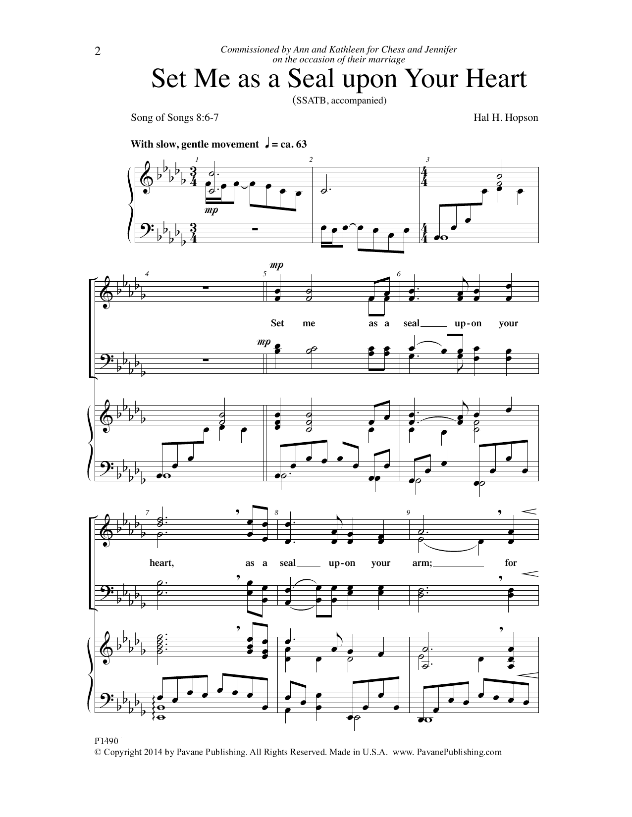 Hal H. Hopson Set Me as a Seal upon Your Heart Sheet Music Notes & Chords for Choral - Download or Print PDF