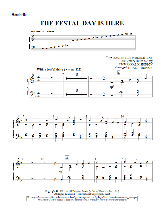 Hal H. Hopson The Festal Day Is Here Sheet Music Notes & Chords for Percussion - Download or Print PDF