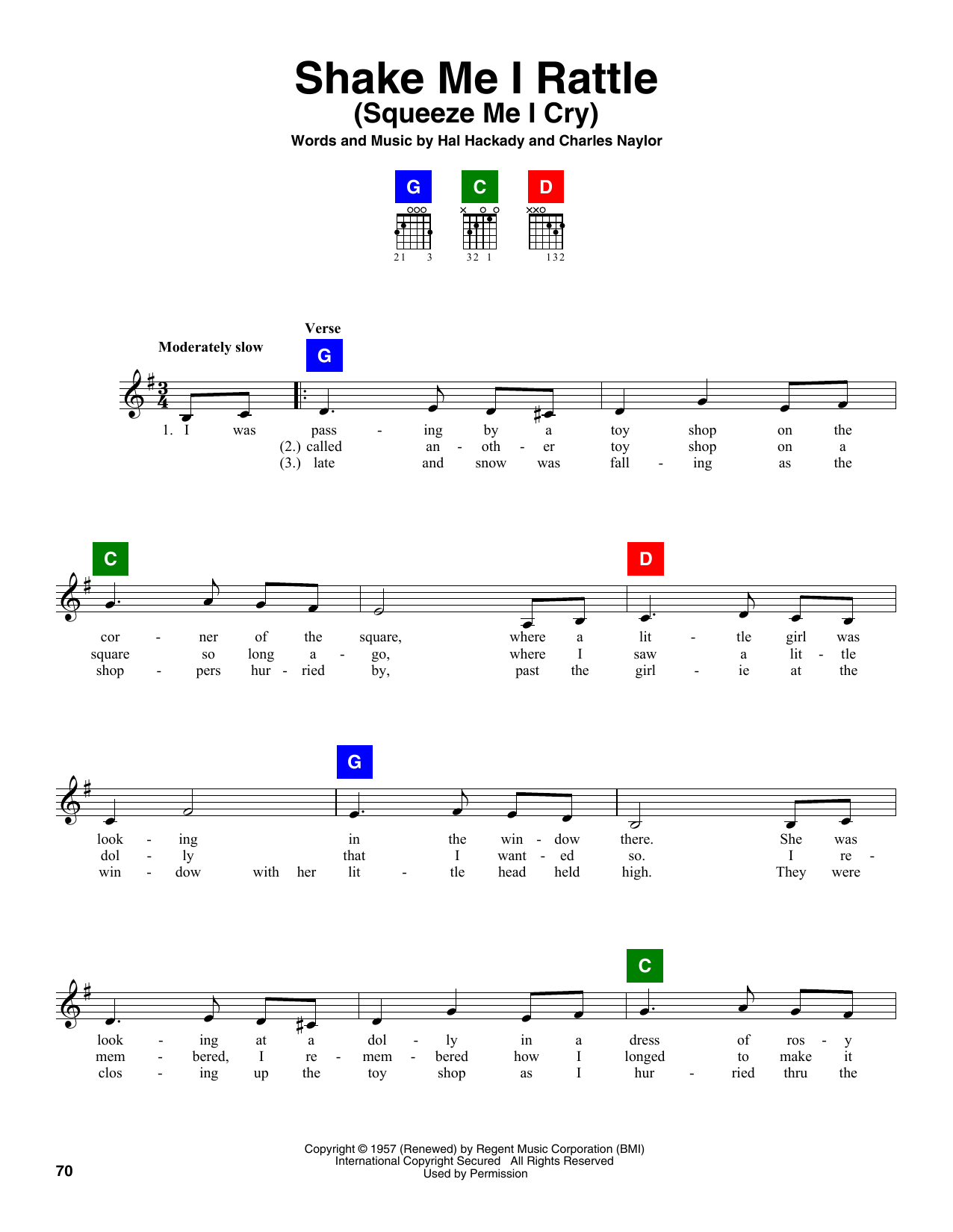Hal Hackady and Charles Naylor Shake Me I Rattle (Squeeze Me I Cry) Sheet Music Notes & Chords for ChordBuddy - Download or Print PDF
