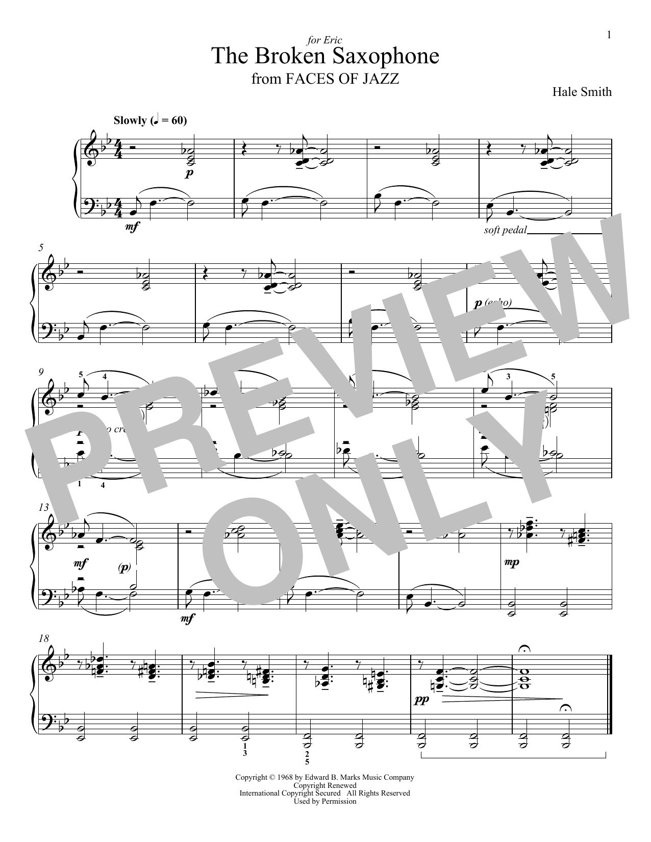 Hale Smith The Broken Saxophone Sheet Music Notes & Chords for Piano Solo - Download or Print PDF