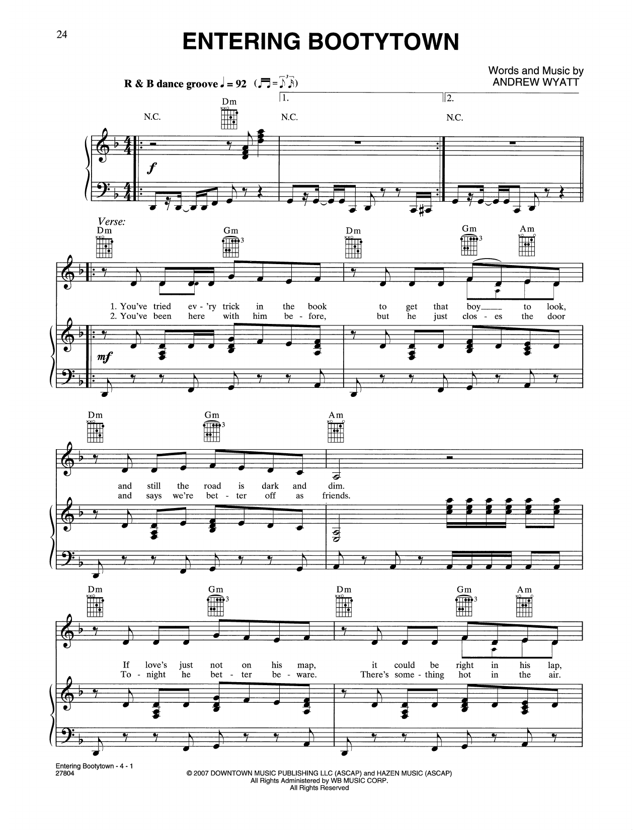 Haley Bennett Entering Bootytown (from Music And Lyrics) Sheet Music Notes & Chords for Piano, Vocal & Guitar Chords (Right-Hand Melody) - Download or Print PDF