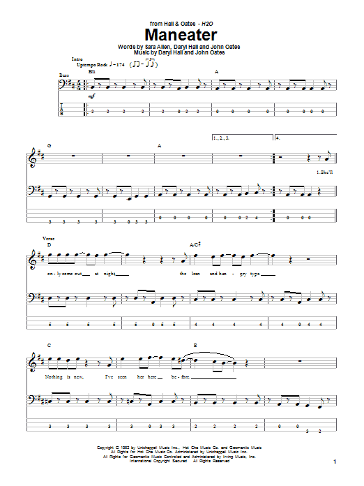 Hall & Oates Maneater Sheet Music Notes & Chords for Cello - Download or Print PDF