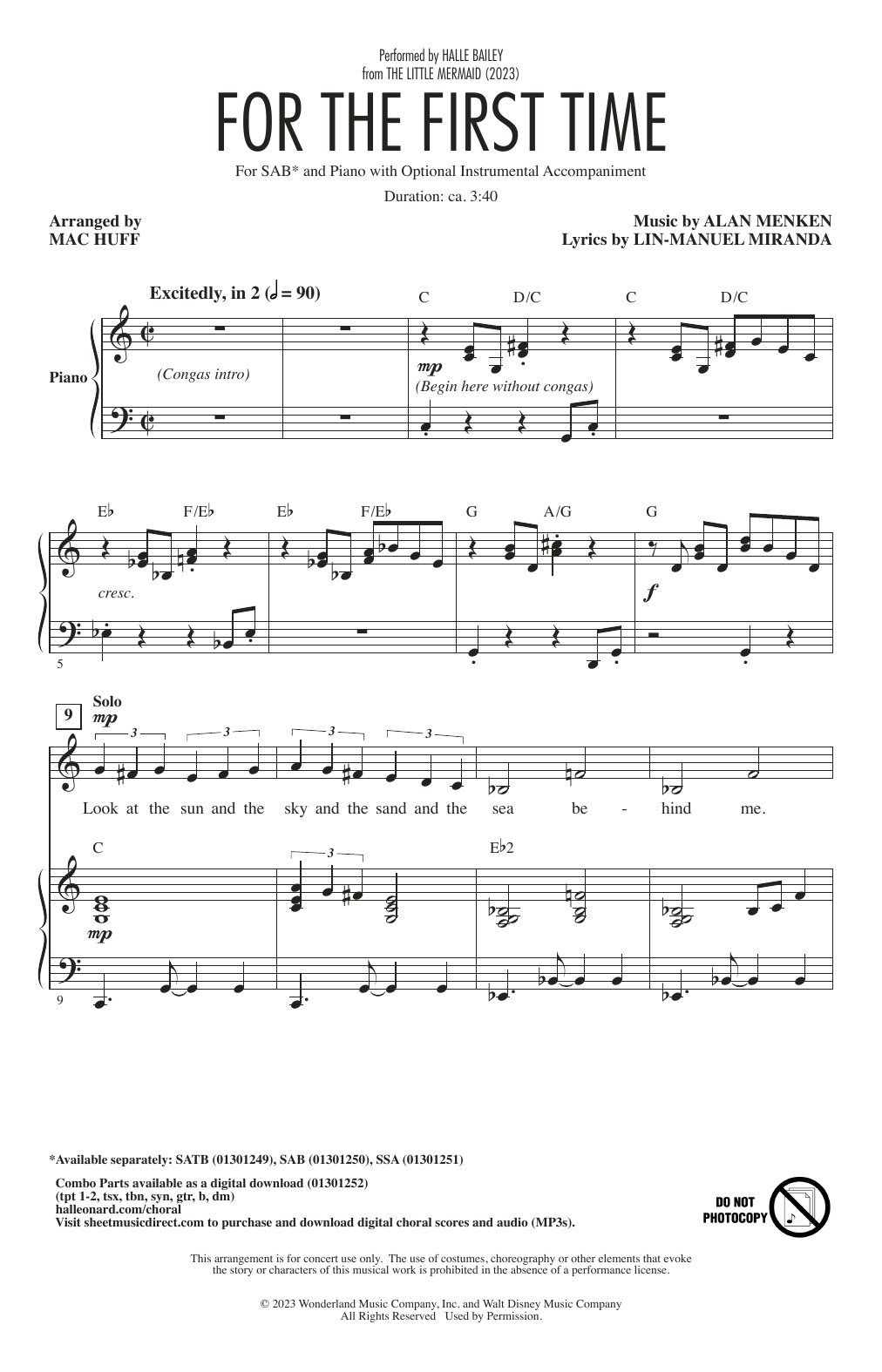 Halle Bailey For The First Time (from The Little Mermaid) (2023) (arr. Mac Huff) Sheet Music Notes & Chords for SATB Choir - Download or Print PDF