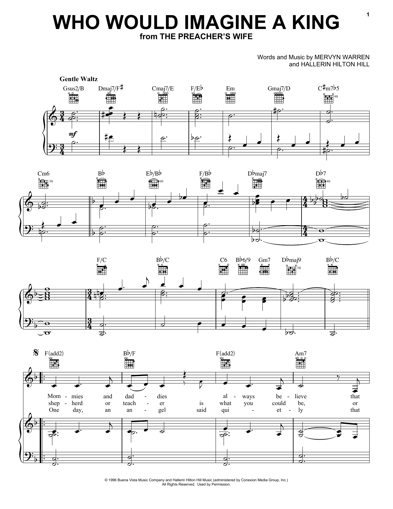 Hallerin Hilton Hill Who Would Imagine A King Sheet Music Notes & Chords for Piano, Vocal & Guitar (Right-Hand Melody) - Download or Print PDF