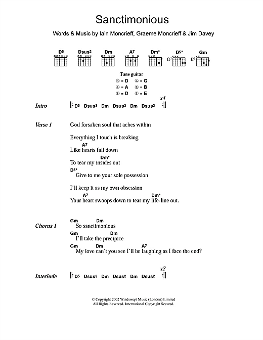 Halo Sanctimonious Sheet Music Notes & Chords for Lyrics & Chords - Download or Print PDF