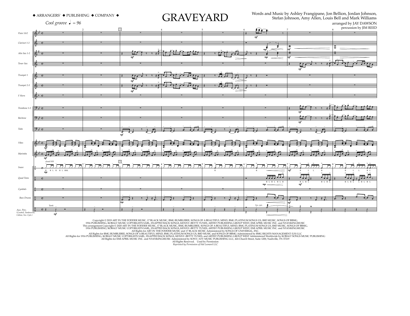 Halsey Graveyard (arr. Jay Dawson) - Full Score Sheet Music Notes & Chords for Marching Band - Download or Print PDF