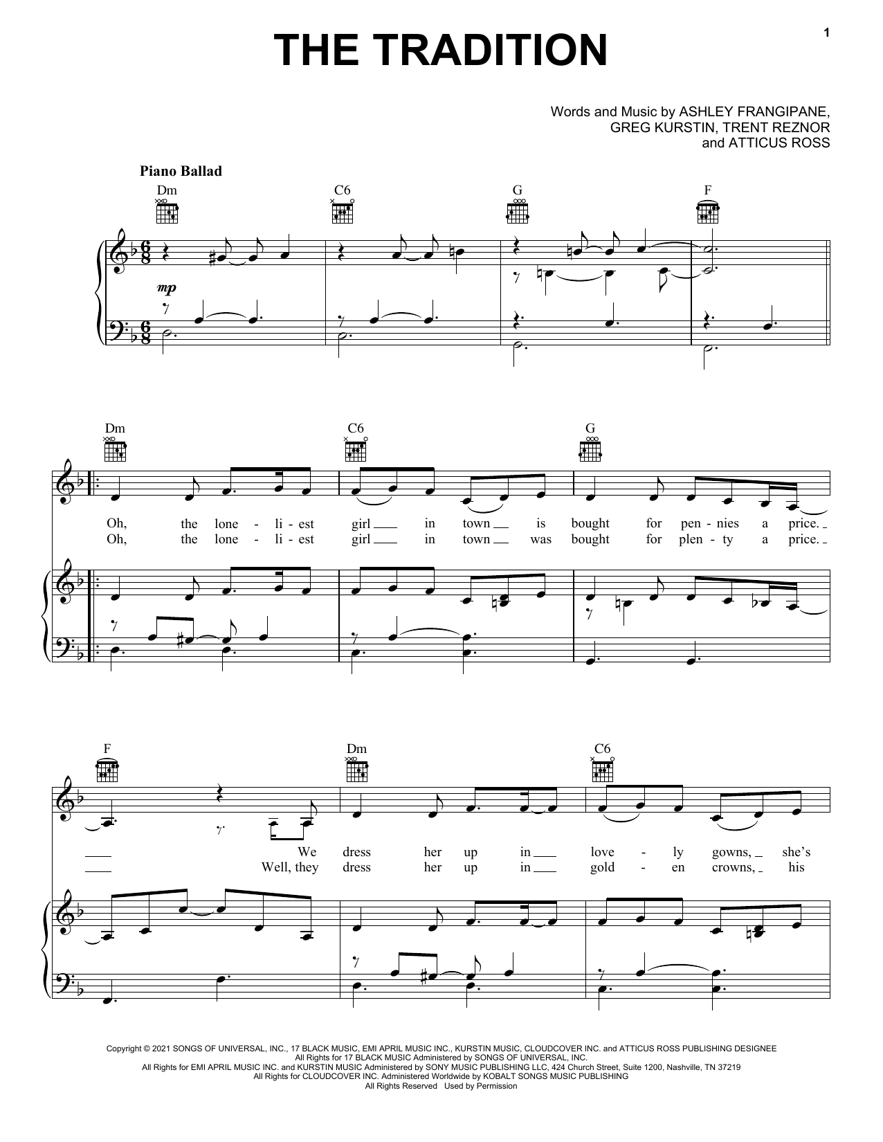Halsey The Tradition Sheet Music Notes & Chords for Piano, Vocal & Guitar (Right-Hand Melody) - Download or Print PDF