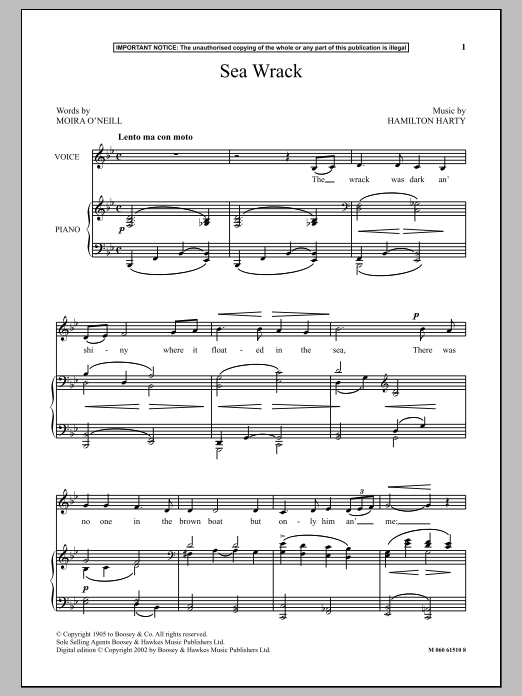 Hamilton Harty Sea Wrack Sheet Music Notes & Chords for Piano & Vocal - Download or Print PDF Hamilton Harty Sea Wrack Sheet Music Notes & Chords for Piano & Vocal - Download or Print PDF