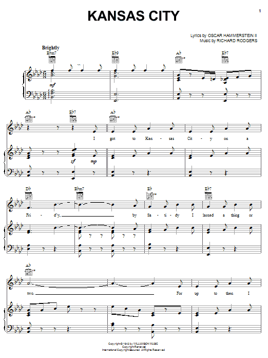 Kansas City (from Oklahoma!) sheet music