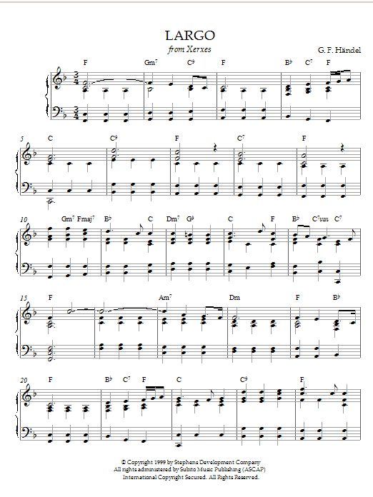Handel Largo Sheet Music Notes & Chords for Piano - Download or Print PDF Handel Largo Sheet Music Notes & Chords for Piano - Download or Print PDF