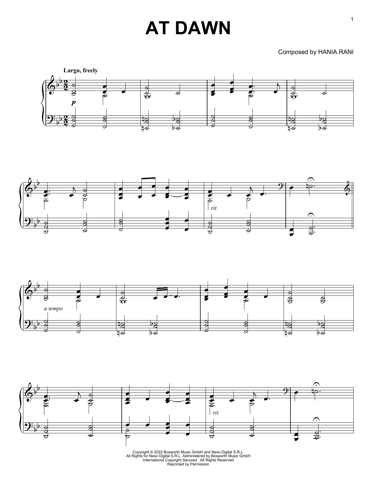 Hania Rani At Dawn Sheet Music Notes & Chords for Piano Solo - Download or Print PDF