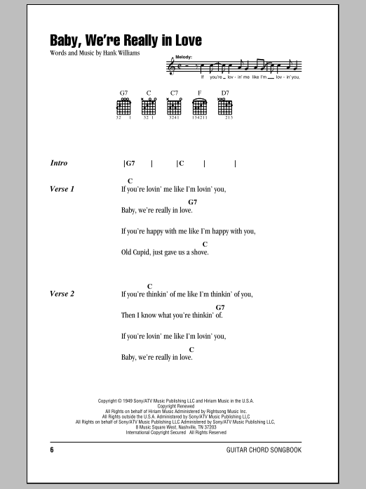 Hank Williams Baby, We're Really In Love Sheet Music Notes & Chords for Ukulele - Download or Print PDF