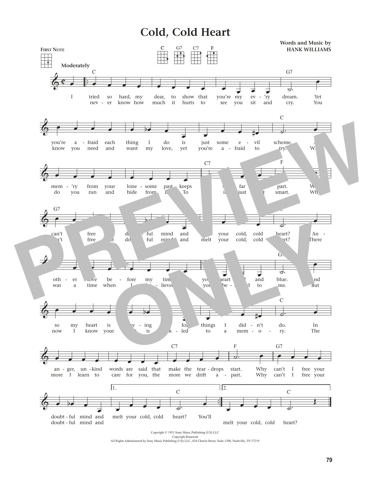 Hank Williams Cold, Cold Heart (from The Daily Ukulele) (arr. Jim Beloff) Sheet Music Notes & Chords for Ukulele - Download or Print PDF