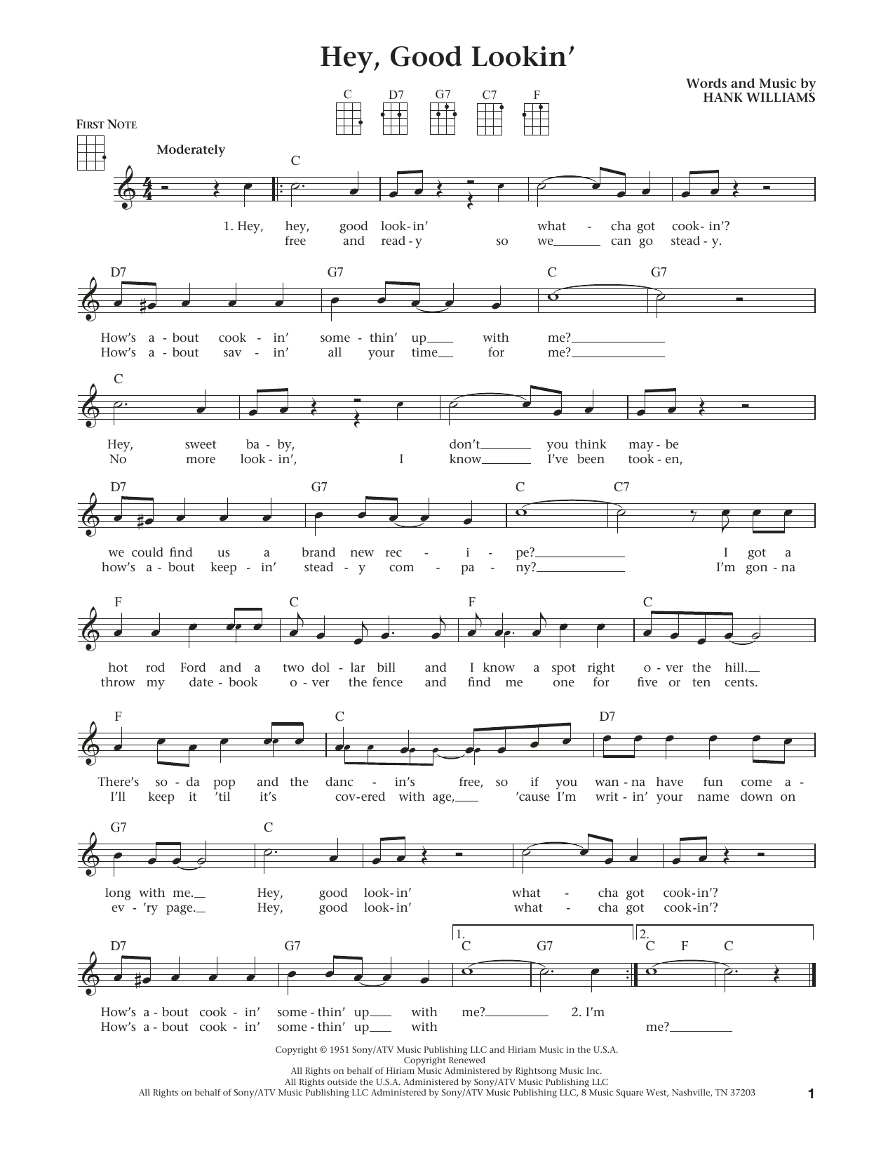 Hank Williams Hey, Good Lookin' (from The Daily Ukulele) (arr. Liz and Jim Beloff) Sheet Music Notes & Chords for Ukulele - Download or Print PDF