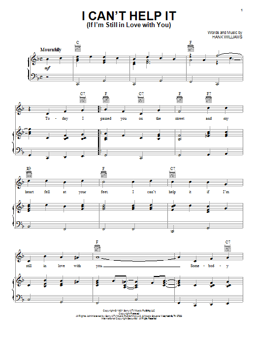 Hank Williams I Can't Help It (If I'm Still In Love With You) Sheet Music Notes & Chords for Real Book – Melody, Lyrics & Chords - Download or Print PDF