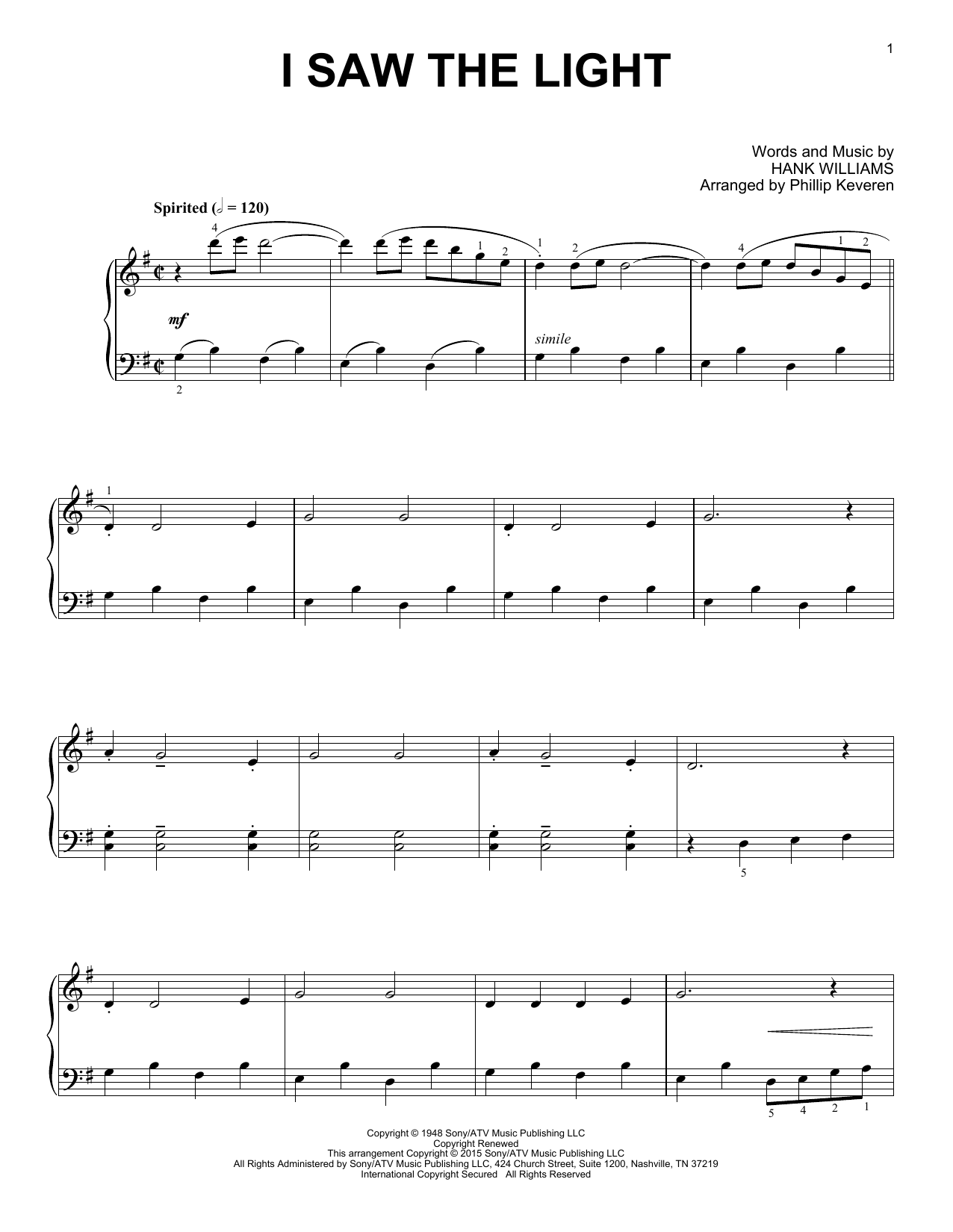 Phillip Keveren I Saw The Light Sheet Music Notes & Chords for Piano - Download or Print PDF