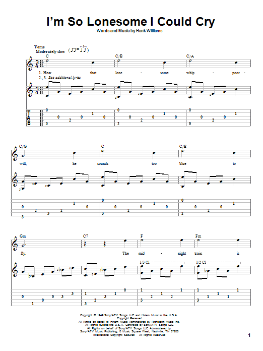 Hank Williams I'm So Lonesome I Could Cry Sheet Music Notes & Chords for Chord Buddy - Download or Print PDF