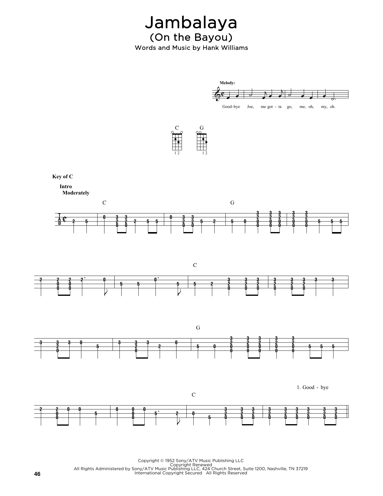 Hank Williams Jambalaya (On The Bayou) (arr. Fred Sokolow) Sheet Music Notes & Chords for Mandolin - Download or Print PDF