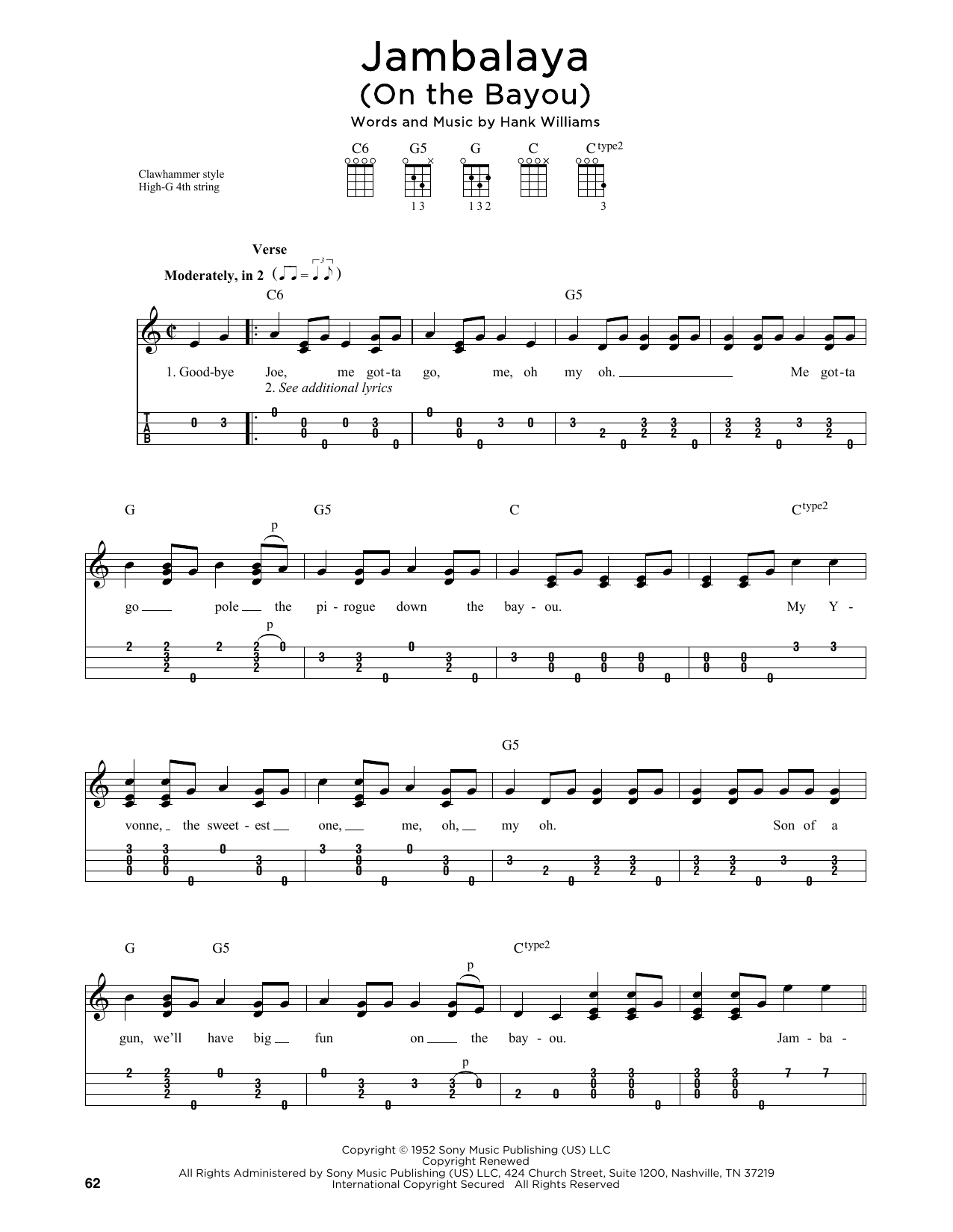 Hank Williams Jambalaya (On The Bayou) (arr. Jim Schustedt) Sheet Music Notes & Chords for Ukulele - Download or Print PDF