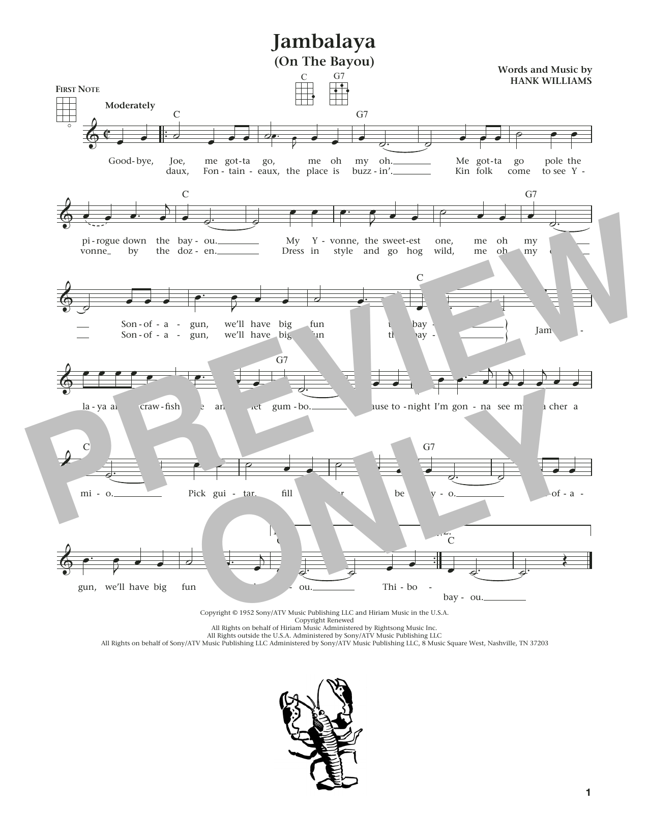 Hank Williams Jambalaya (On The Bayou) (from The Daily Ukulele) (arr. Liz and Jim Beloff) Sheet Music Notes & Chords for Ukulele - Download or Print PDF