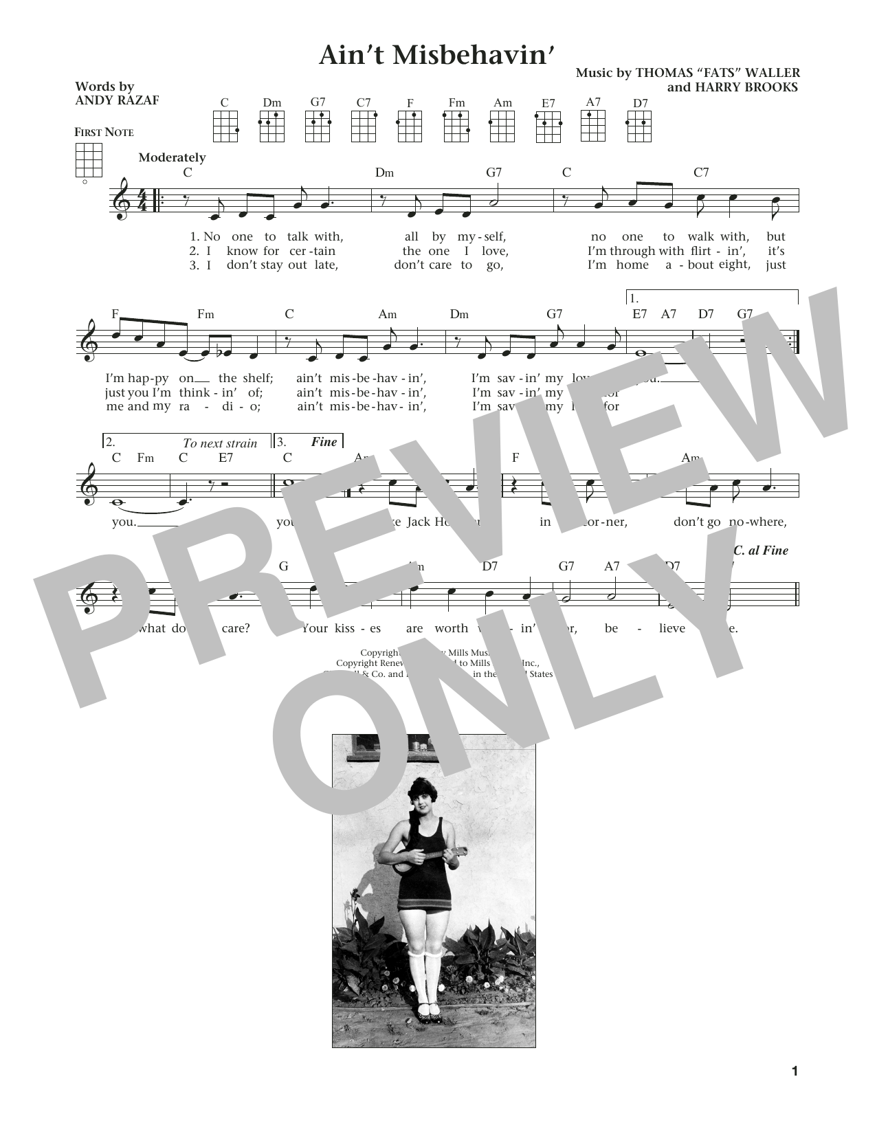 Hank Williams, Jr. Ain't Misbehavin' (from The Daily Ukulele) (arr. Liz and Jim Beloff) Sheet Music Notes & Chords for Ukulele - Download or Print PDF