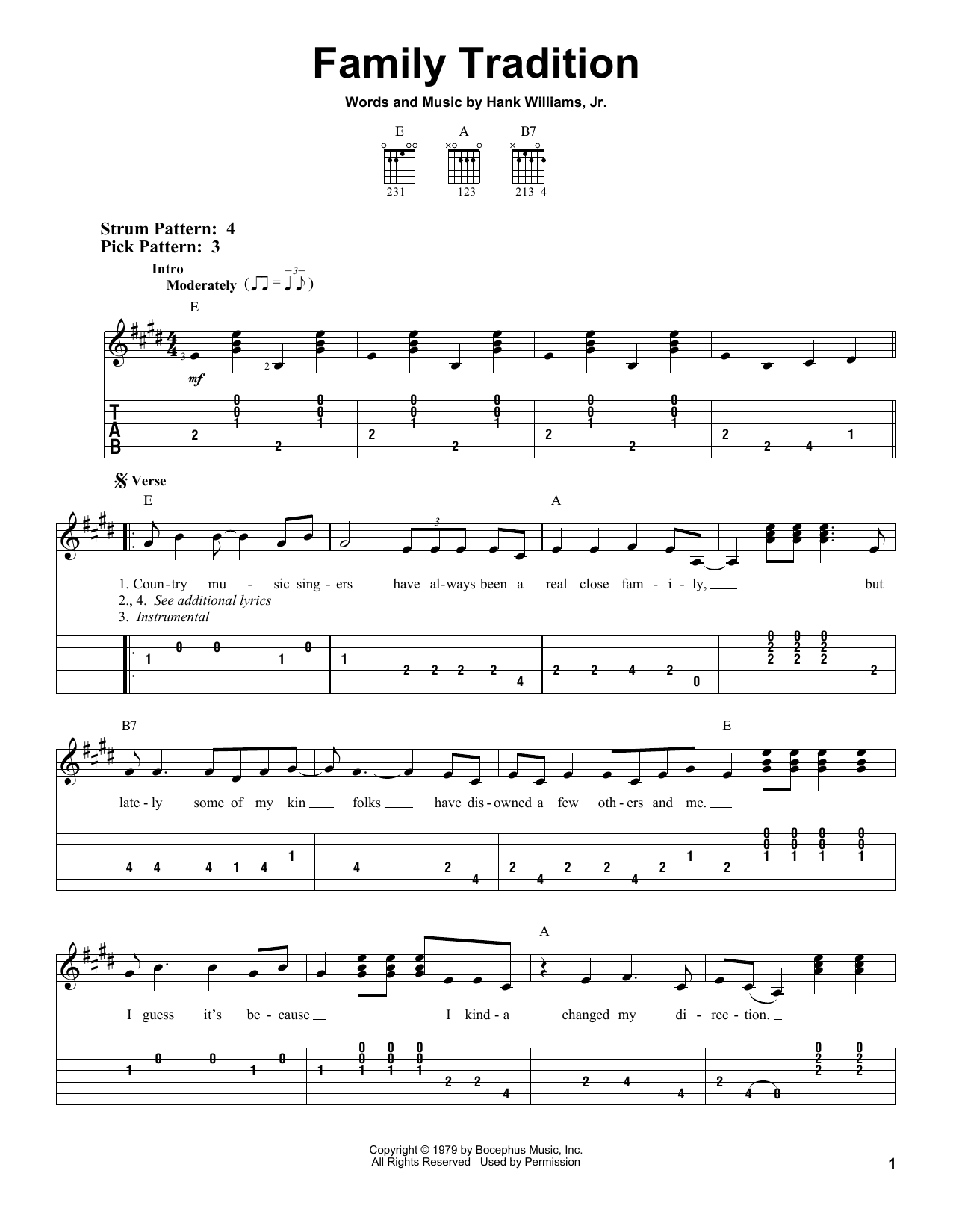 Hank Williams, Jr. Family Tradition Sheet Music Notes & Chords for Easy Piano - Download or Print PDF