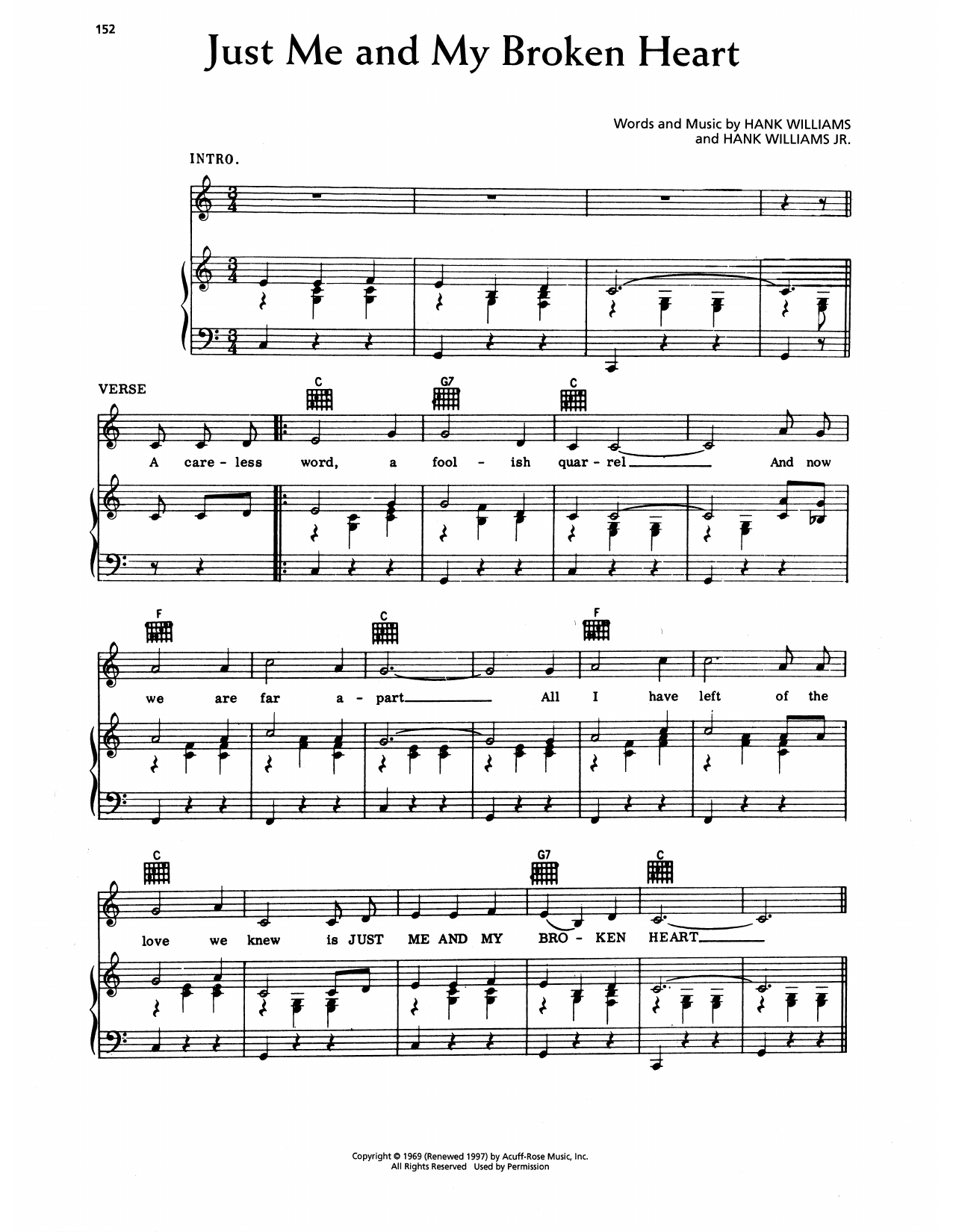 Hank Williams Just Me And My Broken Heart Sheet Music Notes & Chords for Piano, Vocal & Guitar Chords (Right-Hand Melody) - Download or Print PDF